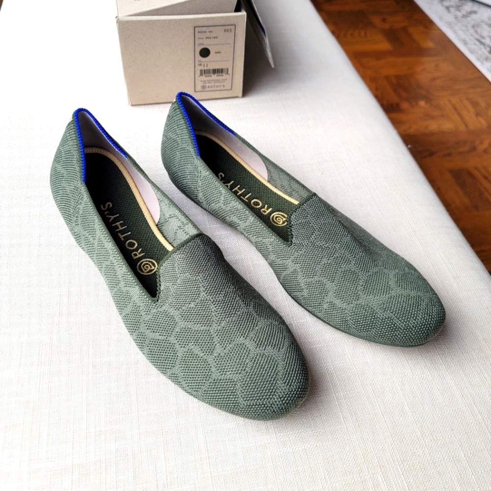 New! Rothy's sz 11 The Loafer Safari Green Flats Shoes New in box, Never Worn